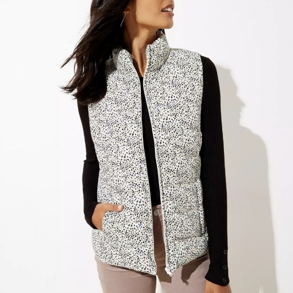 Loft Leopard Print Puffer Vest XL